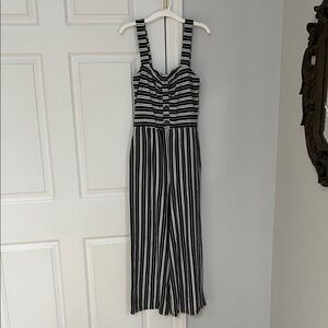 Xhilaration Black and White Striped Jumpsuit
